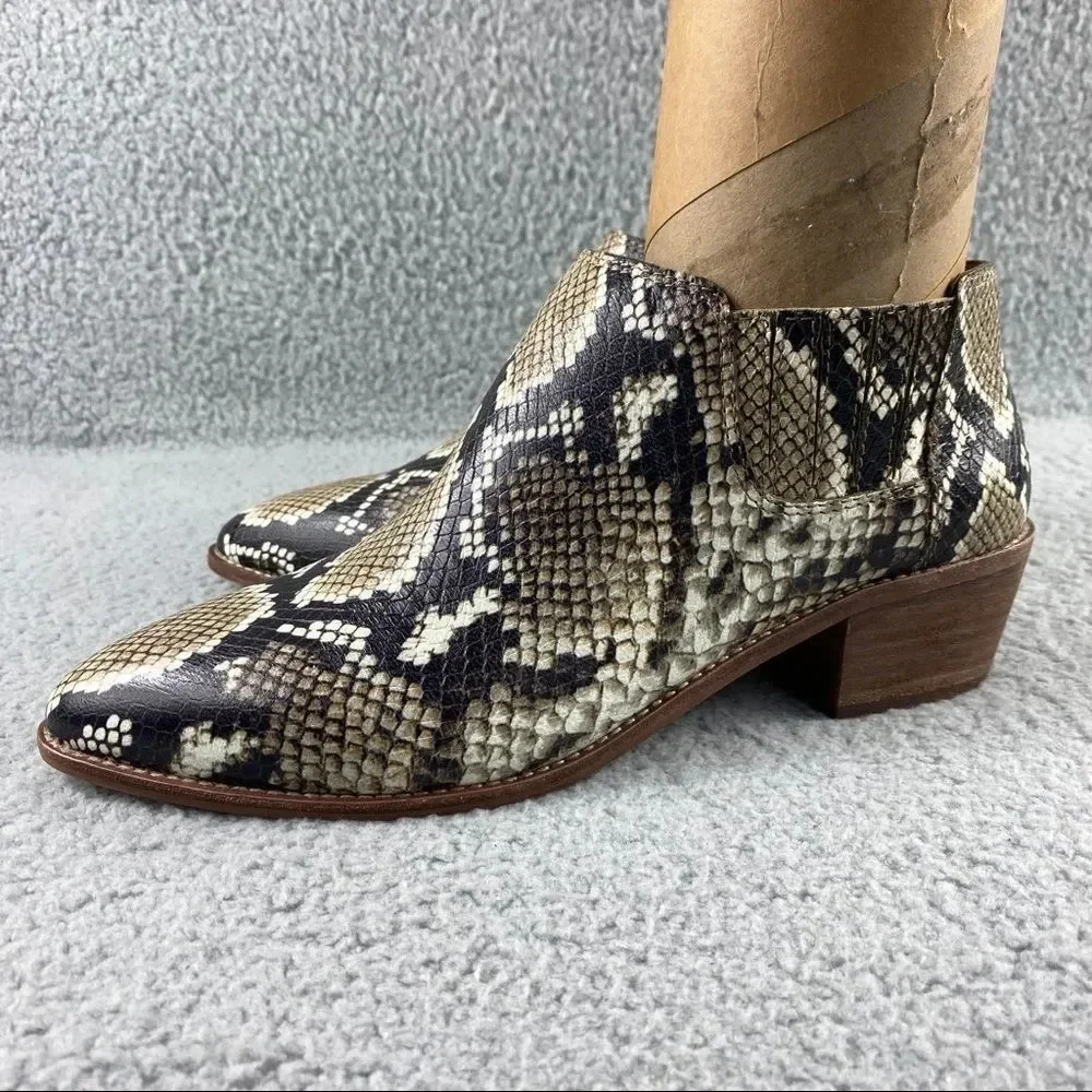 New Madewell Sonia Low Chelsea Bootie Snake Emboss Leather Womens 8 Brown Black - Picture 7 of 16
